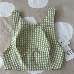 Zara Green Gingham Women's Crop Top